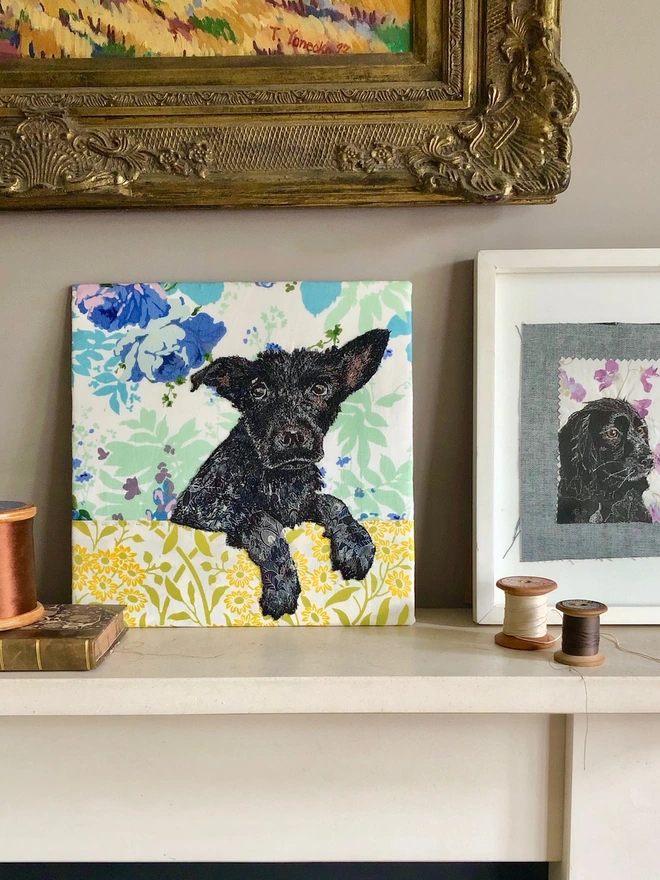 photo showing large and small embroidered pet portraits from rocketfullofpie