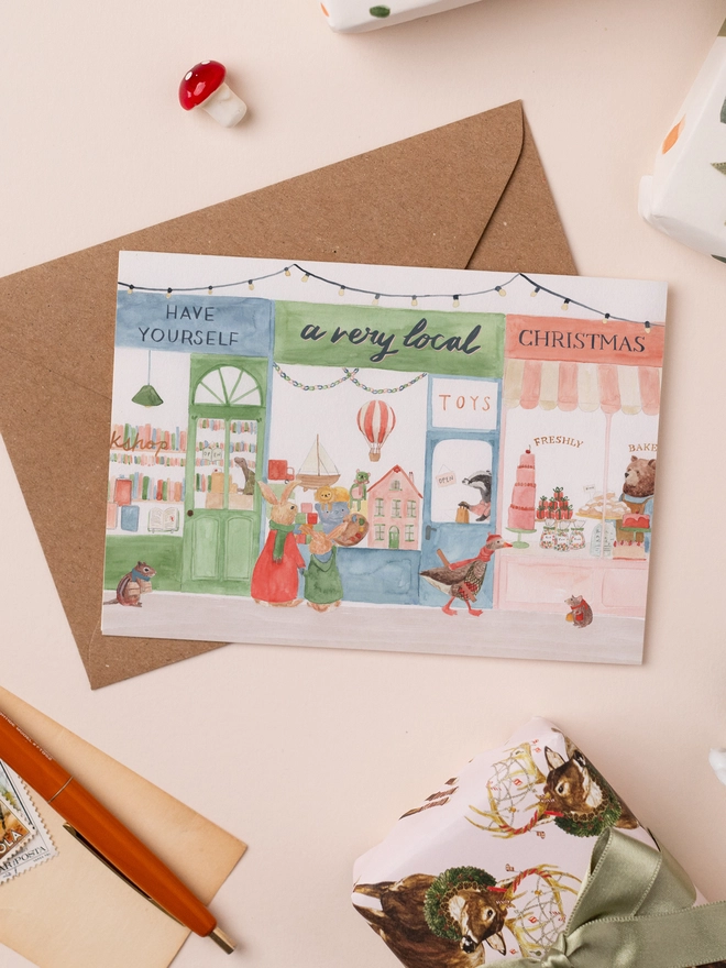A very local Christmas card with props