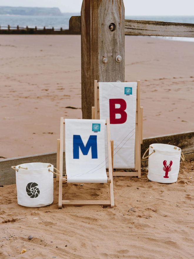 personalised kids initial deckchair