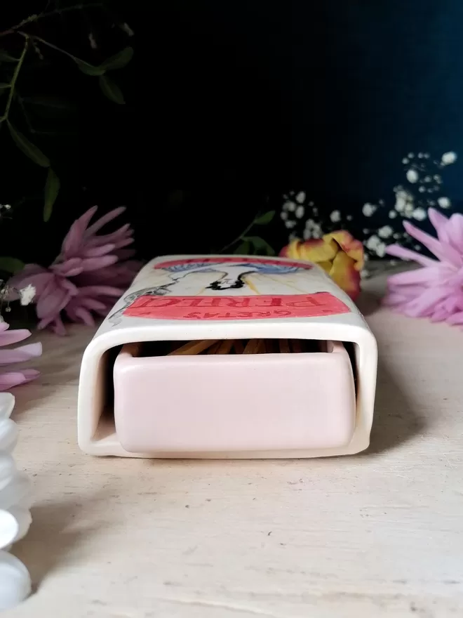 Bespoke "Perfect Match" Greta ceramic unique hand painted matchbox