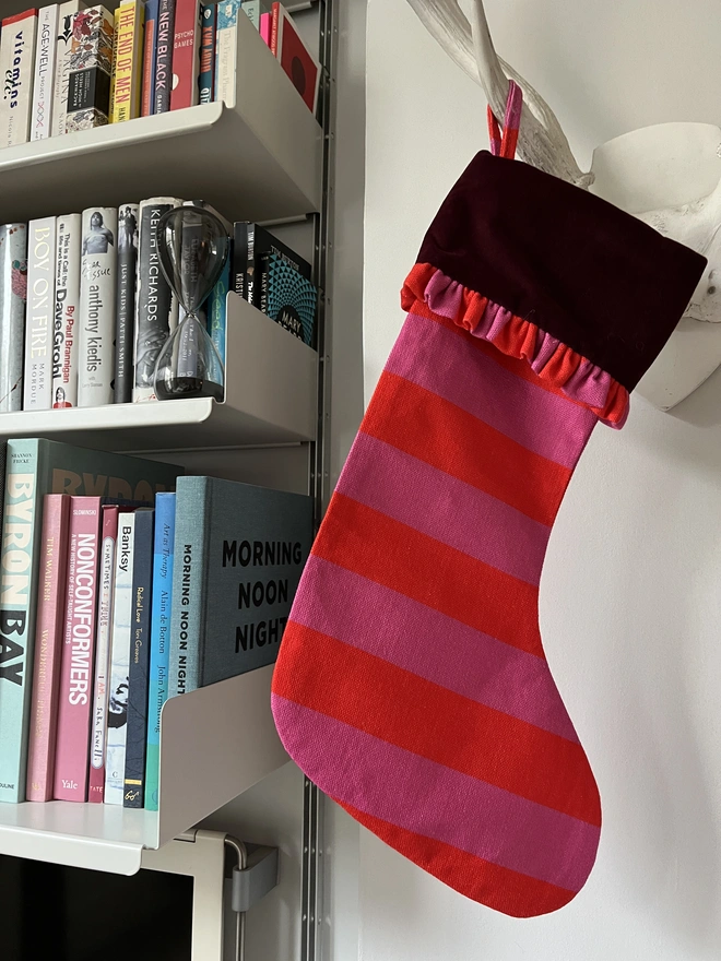 Red / Pink / Velvet / Ruffle Stocking
