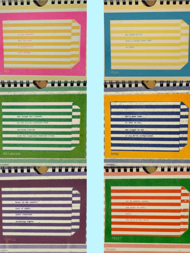 poetic risograph prints in a calendar