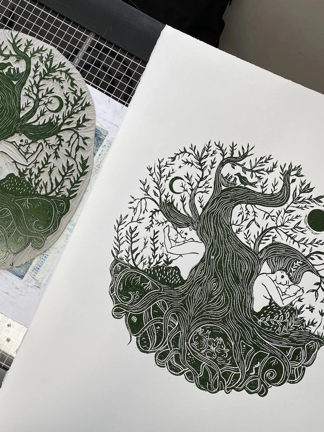 New Beginnings Linoprint