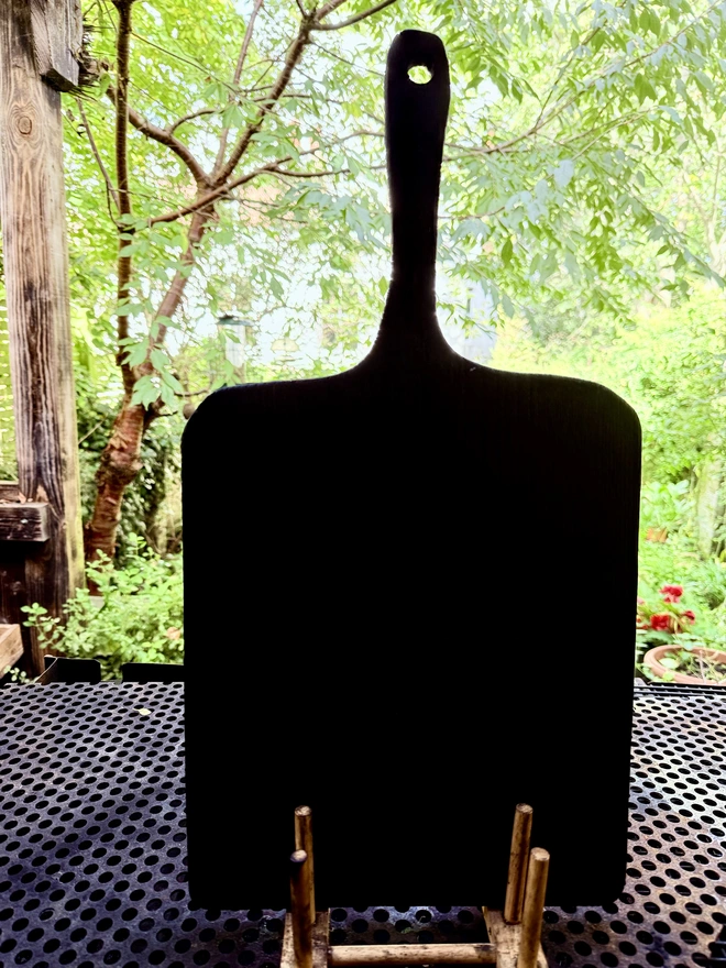 Outdoors after oiling Yakisugi board