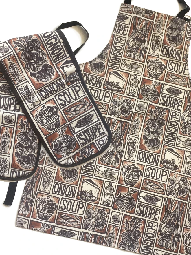 french onion soup apron double oven glove kate guy prints