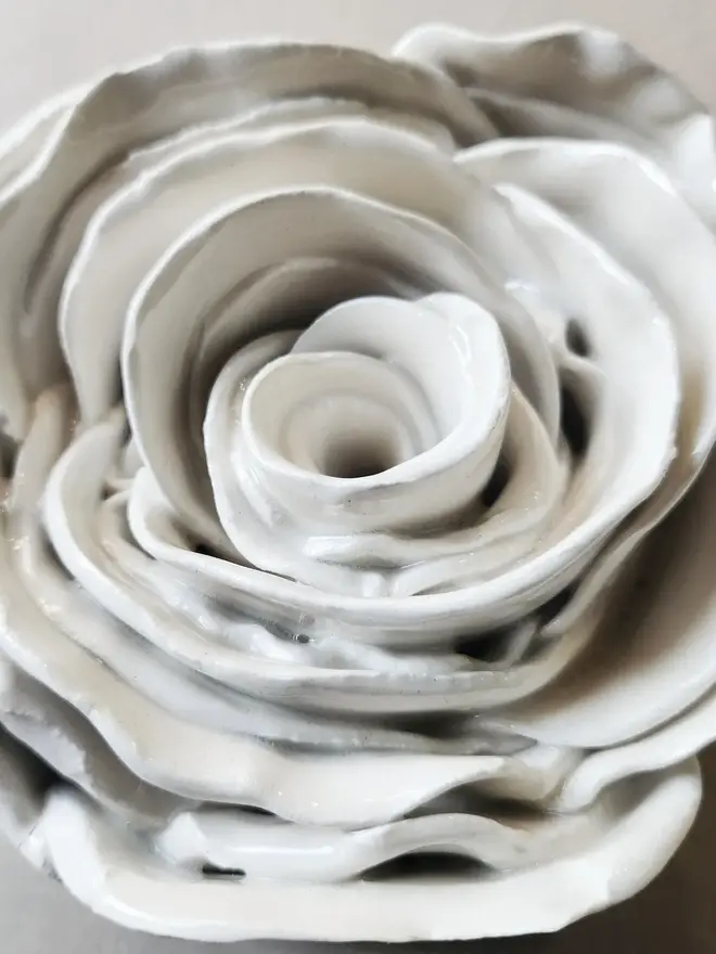white ceramic rose flower for wall pottery art gift ideas anniversary wedding 
