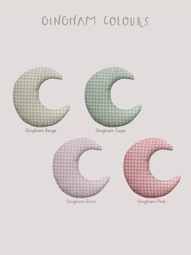 Moon cushion in all the gingham colours available