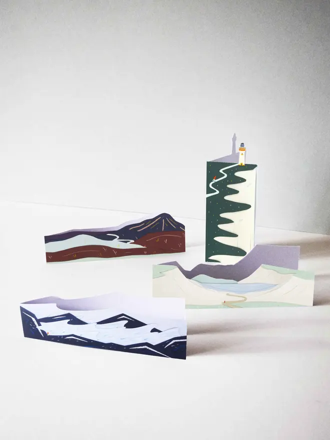 4 cut out landscape cards together