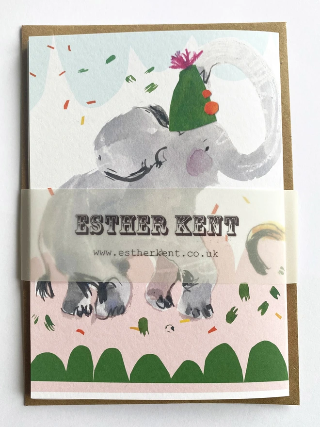 Party Animals illustrated concertina card by Esther Kent 