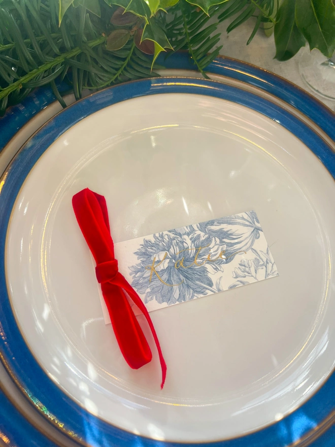 Personalised Calligraphy Chinoiserie Christmas Place Cards