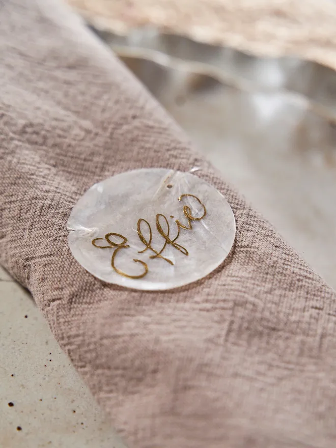 Capiz shell place card