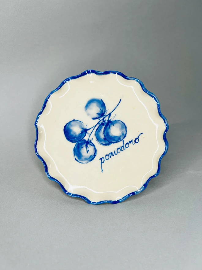 Blue Tomatoes Handpainted 'Spuntino' Snack Dish