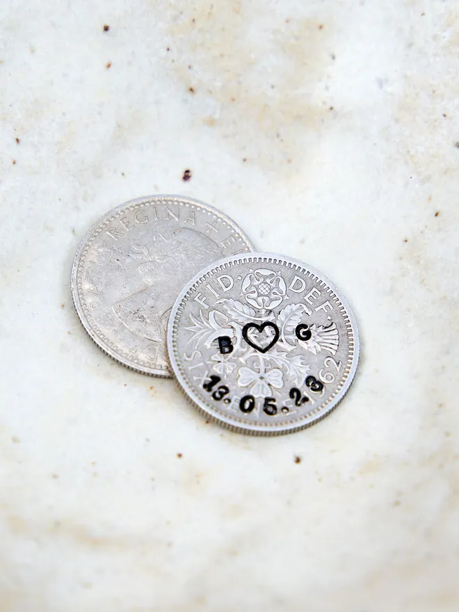 Personalised Couples Initials & Date Stamped Coin