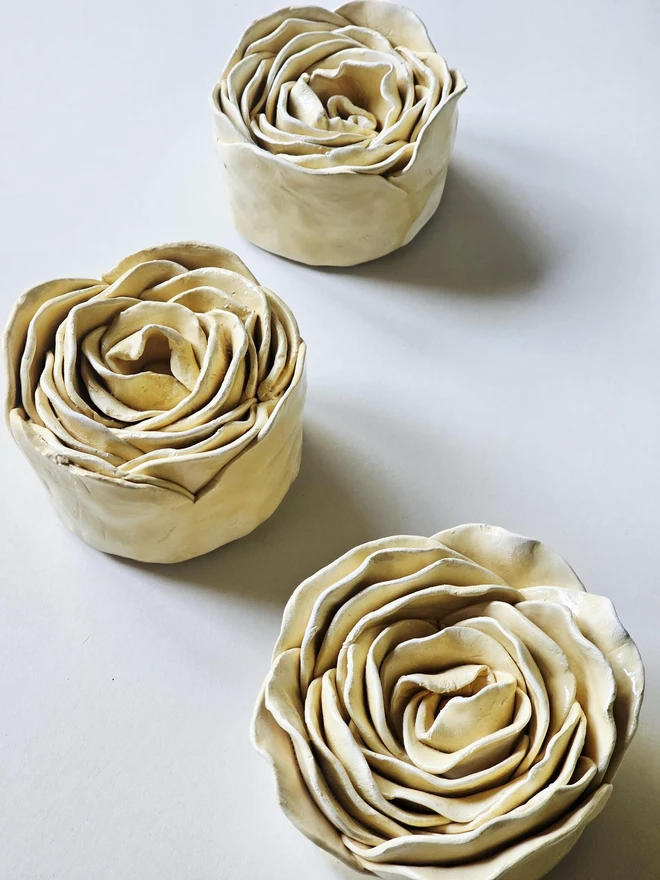 handmade yellow ceramic flower wall hanging decor sculpture art pottery glazed gift for her forever everlasting rose