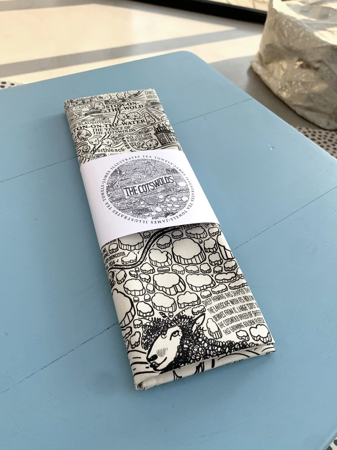 Cotswolds tea towel with packaging