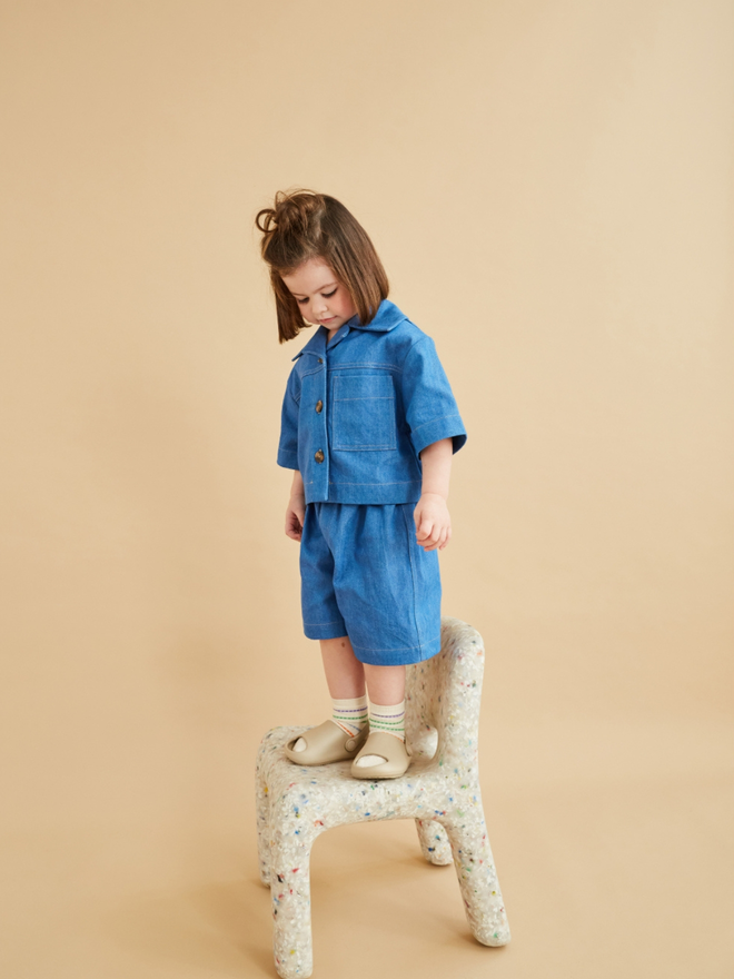 girl wearing denim coord set all in denim from small uk brand studio koter as featured in ando cissy wears and triangle store