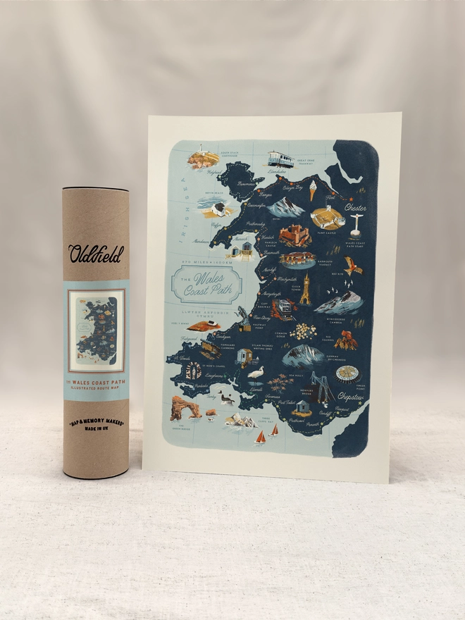 Wales Coast Path A3 Print wit Tub Packaging