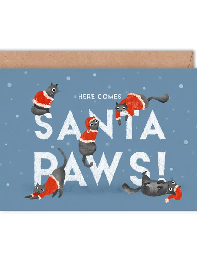 christmas cats illustrated card pack
