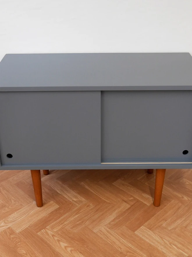 Mid Century Grey Record Cabinet 