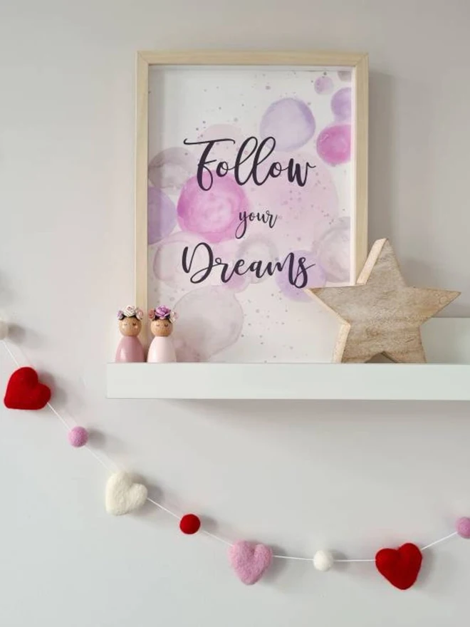 Pink, Red And Ivory Felt Valentine Heart Garland 