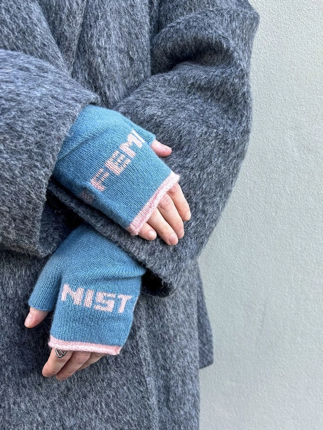 "Feminist" Fingerless Gloves 