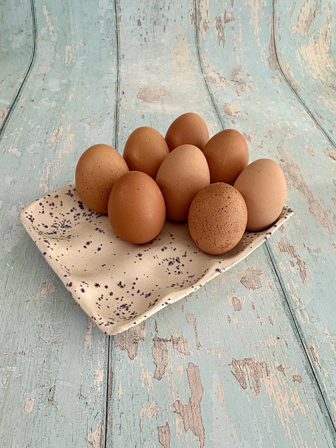 White purple speckled egg tray kitchen storeage