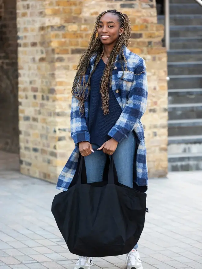 Black Contents Oversized Tote Bag