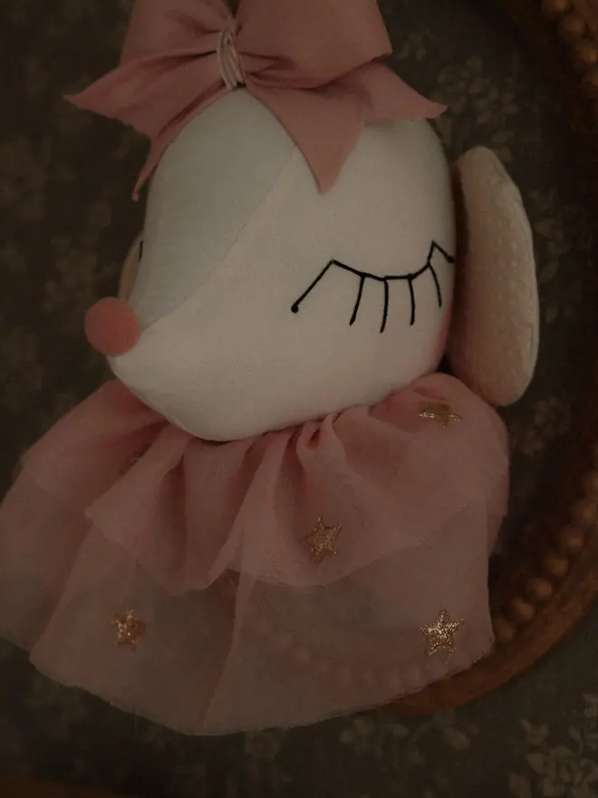 Handmade ballerina mouse wall decor for a girls’ nursery Mouse head wall hanging for baby room and nursery decoration
