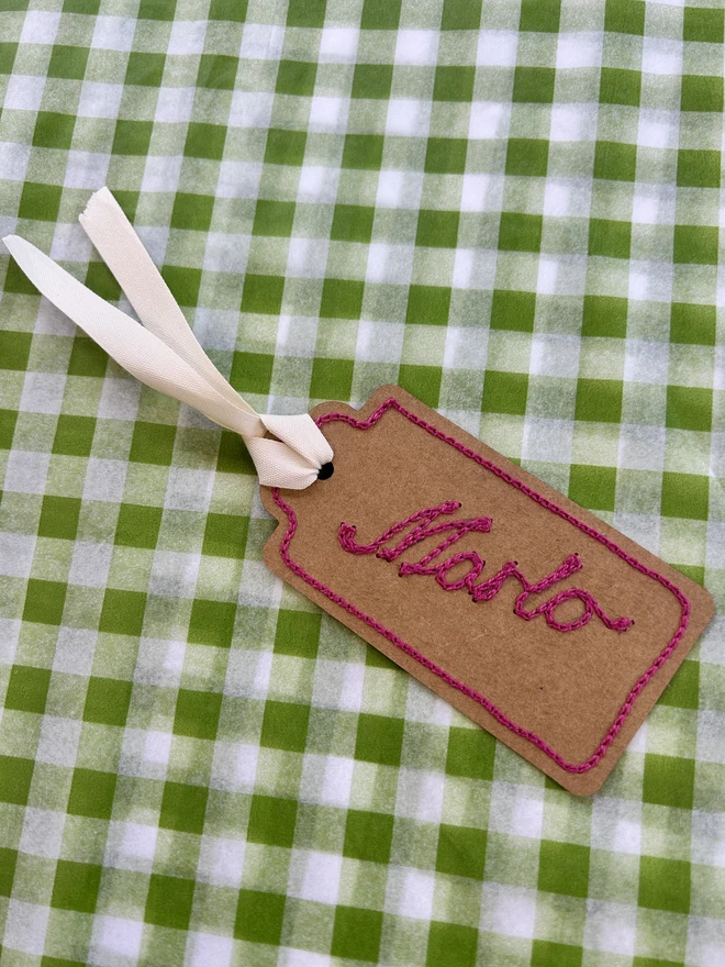 Individual Personalised Embroidered Gift Tags