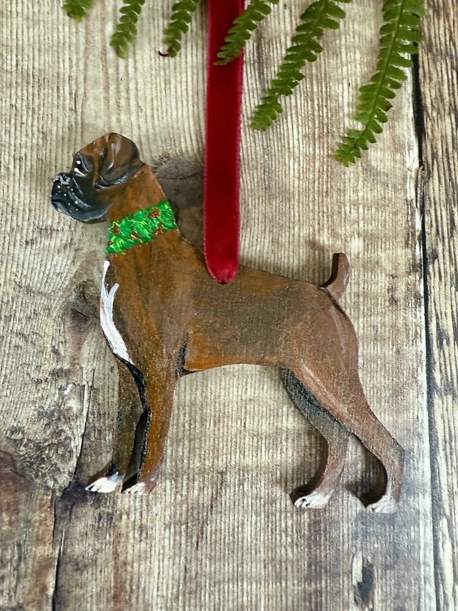 Boxer Dog Handpainted Christmas Decoration
