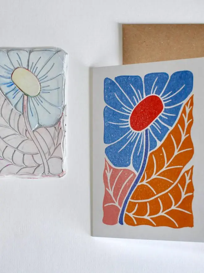blue floral greeting card