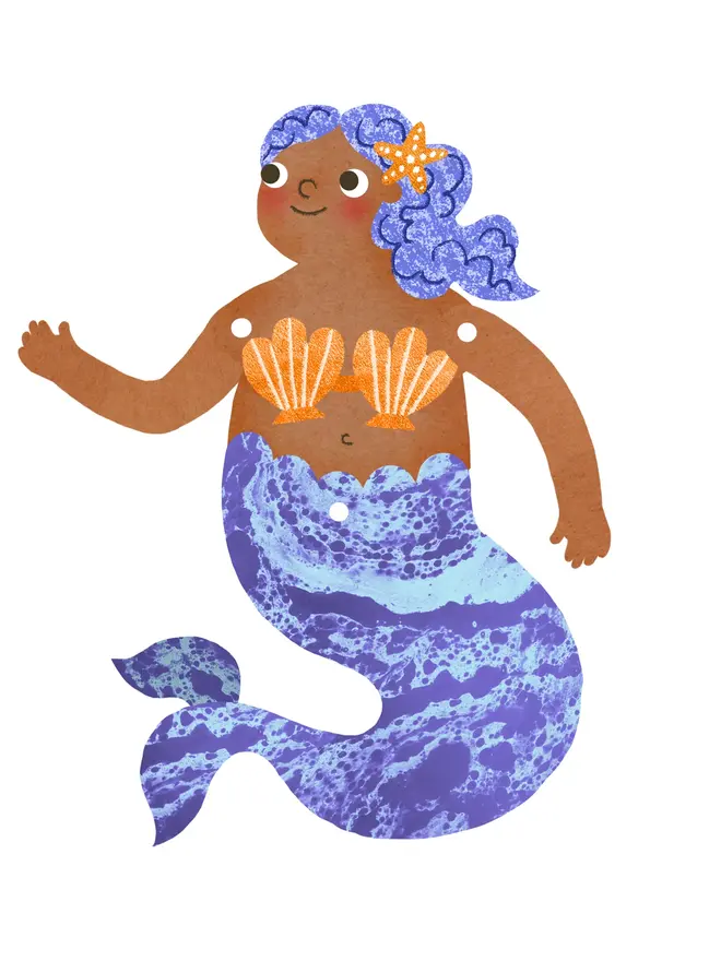 mermaid split pin puppet card