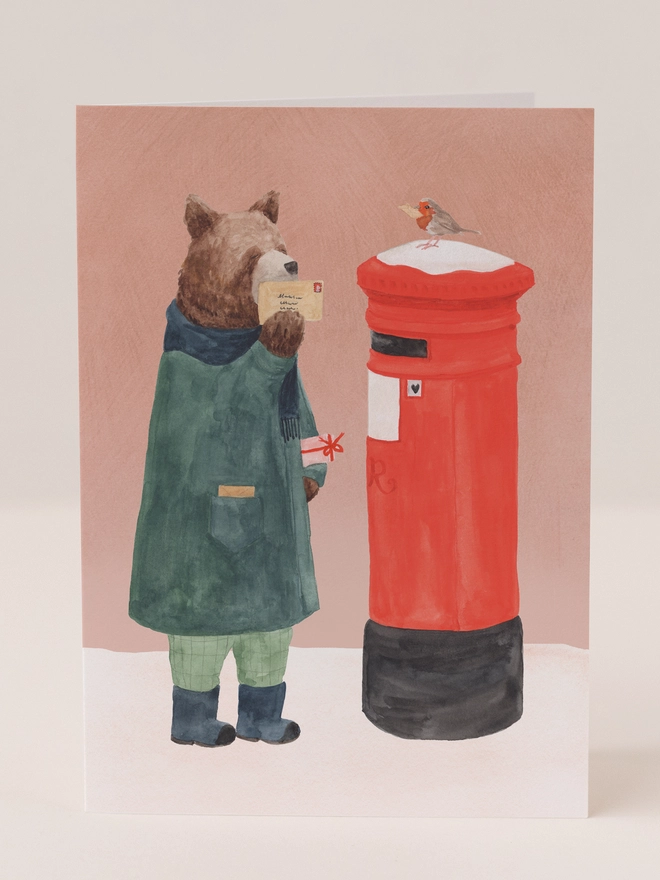 Kissmas post bear card