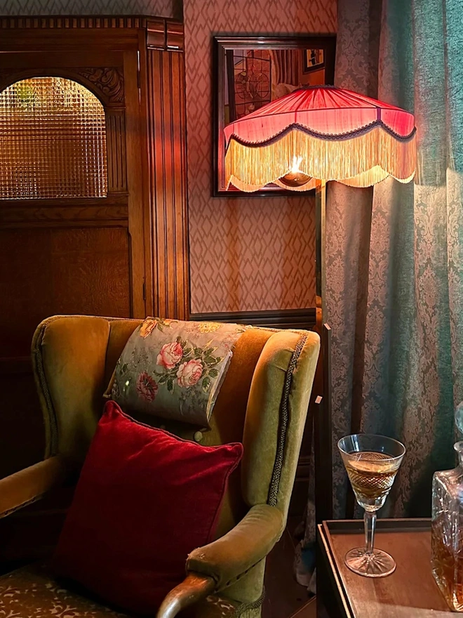 The Peggy Silk Fringed Lampshade