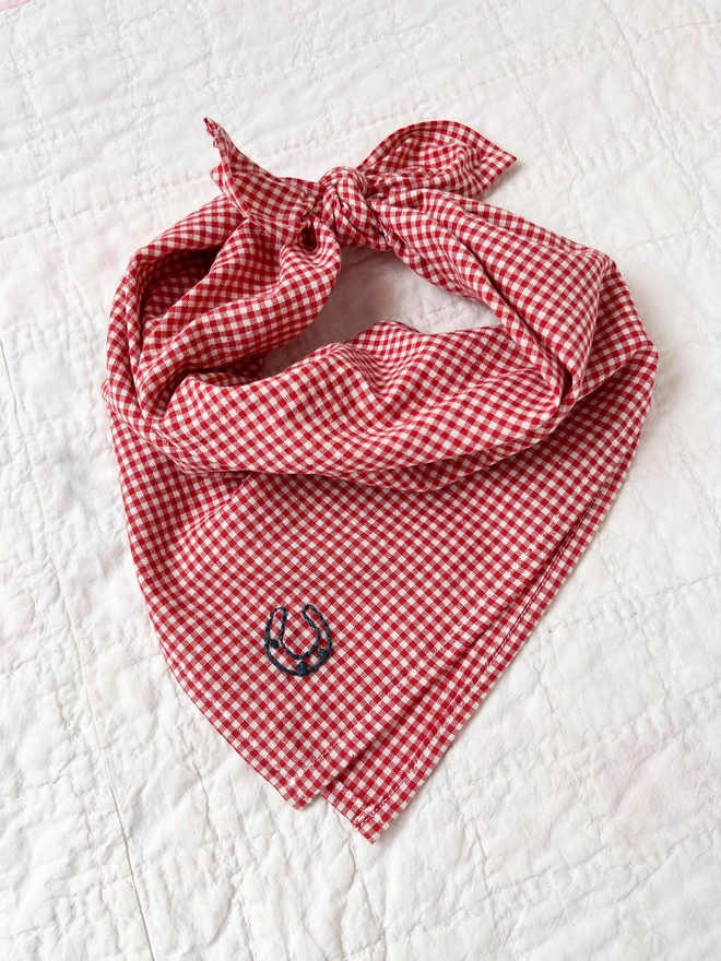 Neckerchief headscarf for spring in soft cotton gingham