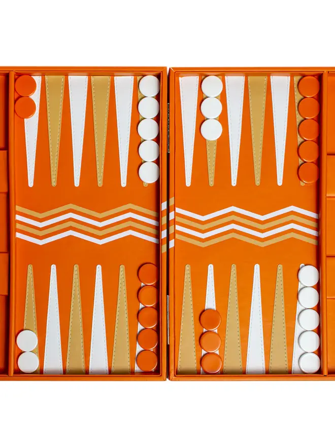 Leather Backgammon Orange