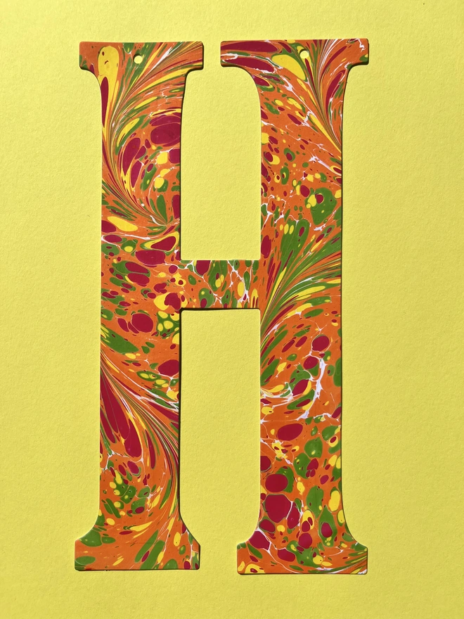 Hand-marbled happy birthday garland letter