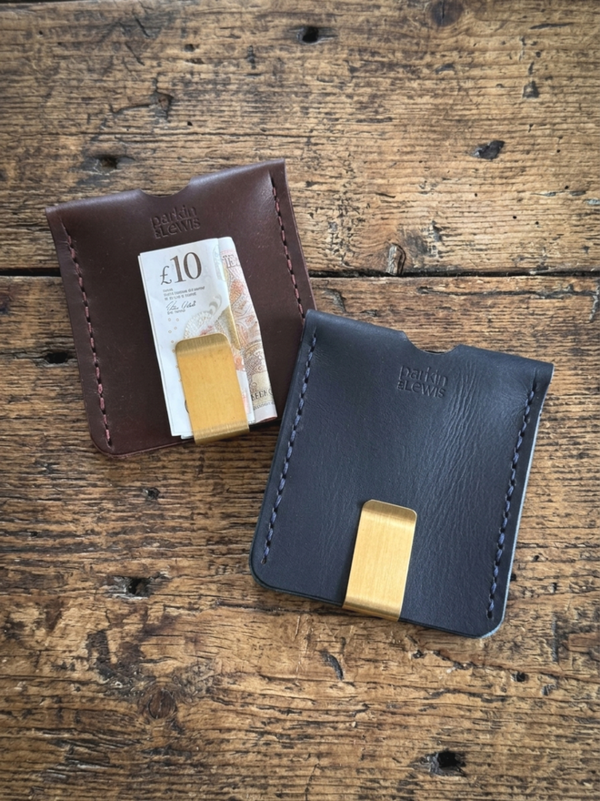 Brown and Navy simple leather wallet