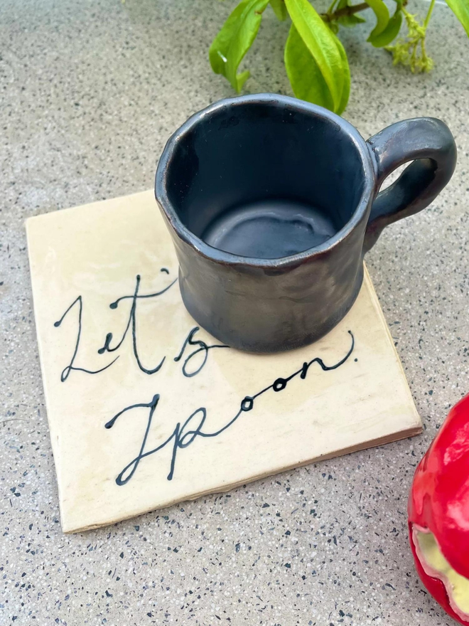 Let's Spoon Ceramic Coaster