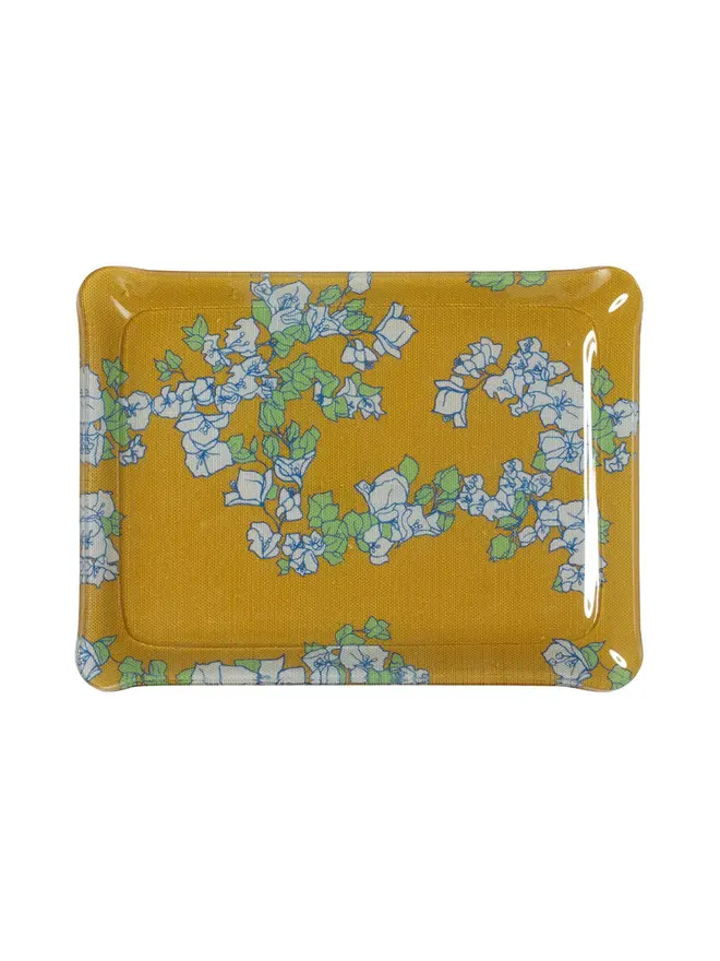 Acrylic Midi Tray, a colourful and patterned tray sitting on a white surface. 