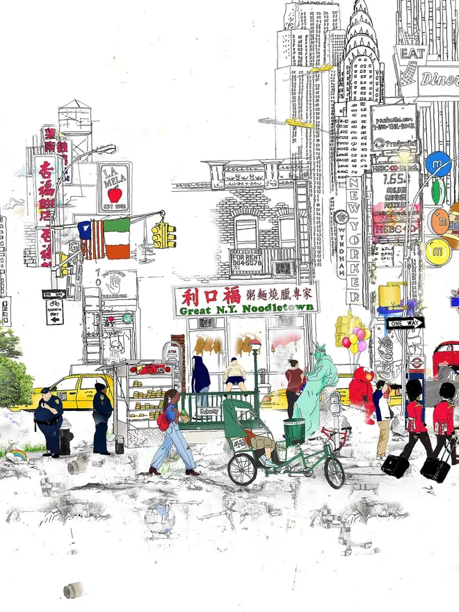 London To New York Panoramic View 2022 Print