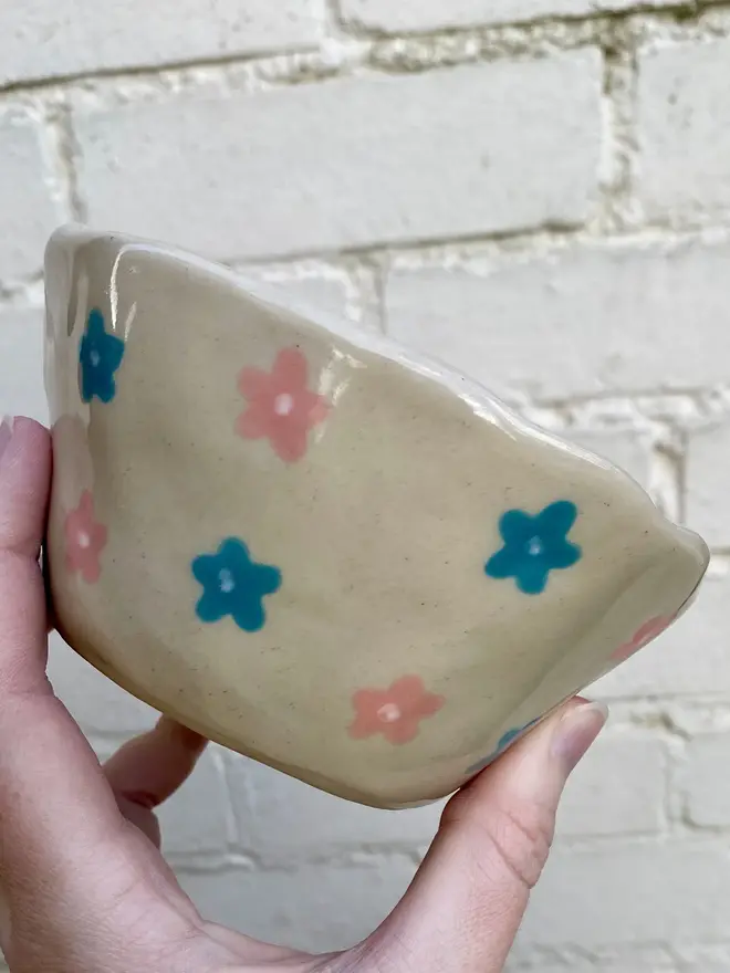 handmade ceramic smiley face floral pot