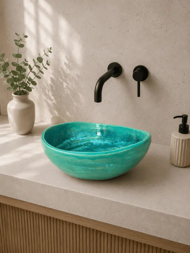 CERAMIC SCULPTURAL BATHROOM BASIN, BATHROOM SINK, JENNY HOPPS POTTERY