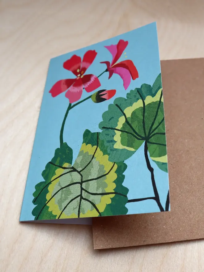 illustrated geranium mini card