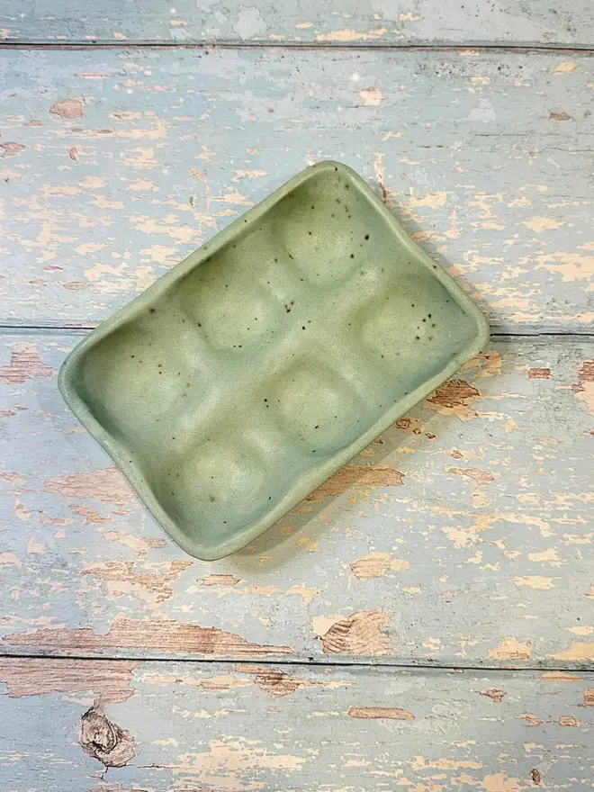 Green Ceramic Egg Tray 6