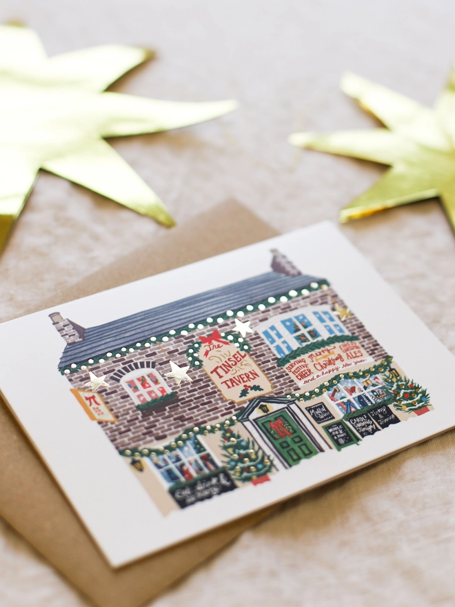 Foiled Christmas Pub Card