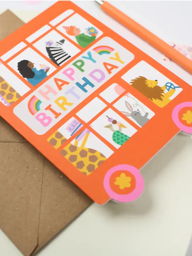 'Happy Birthday' Double Decker Bus Kid's Card