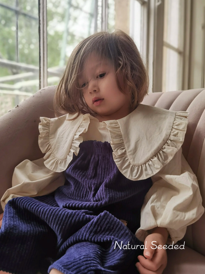 large collars blouse dress natural seeded