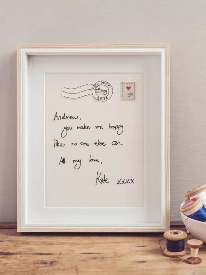 Personalised Embroidered Love Letter Keepsake