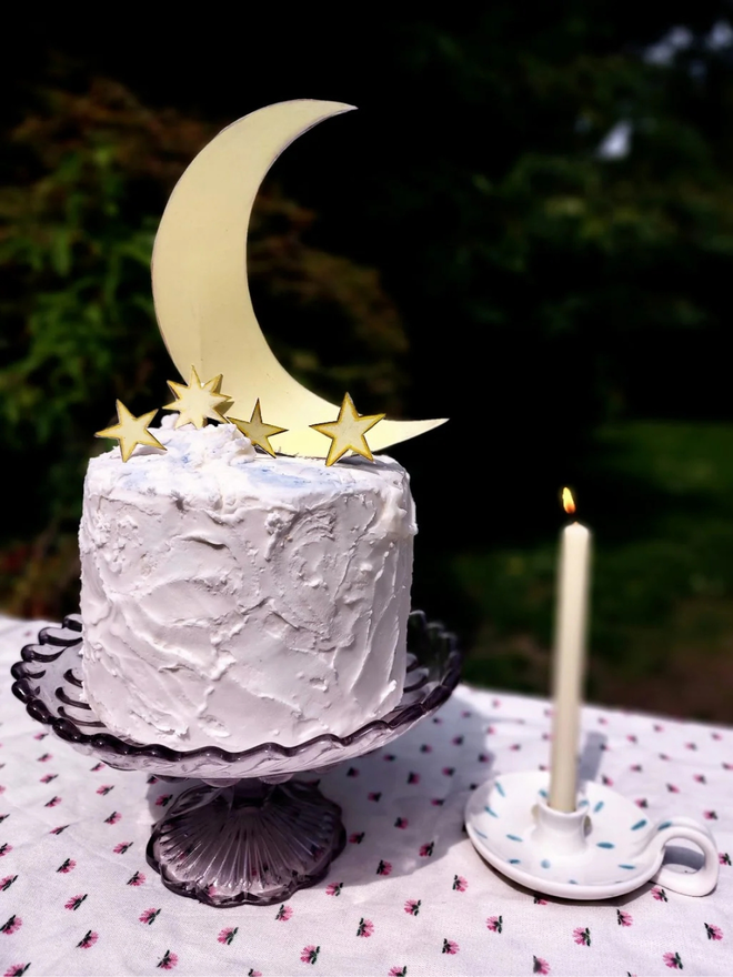 Moon and stars cake topper